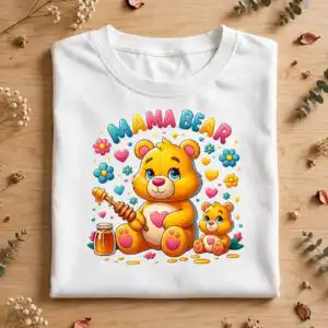mama bear png with baby bears and honey jars for mothers day mama bear png design printed on a plain product mockup