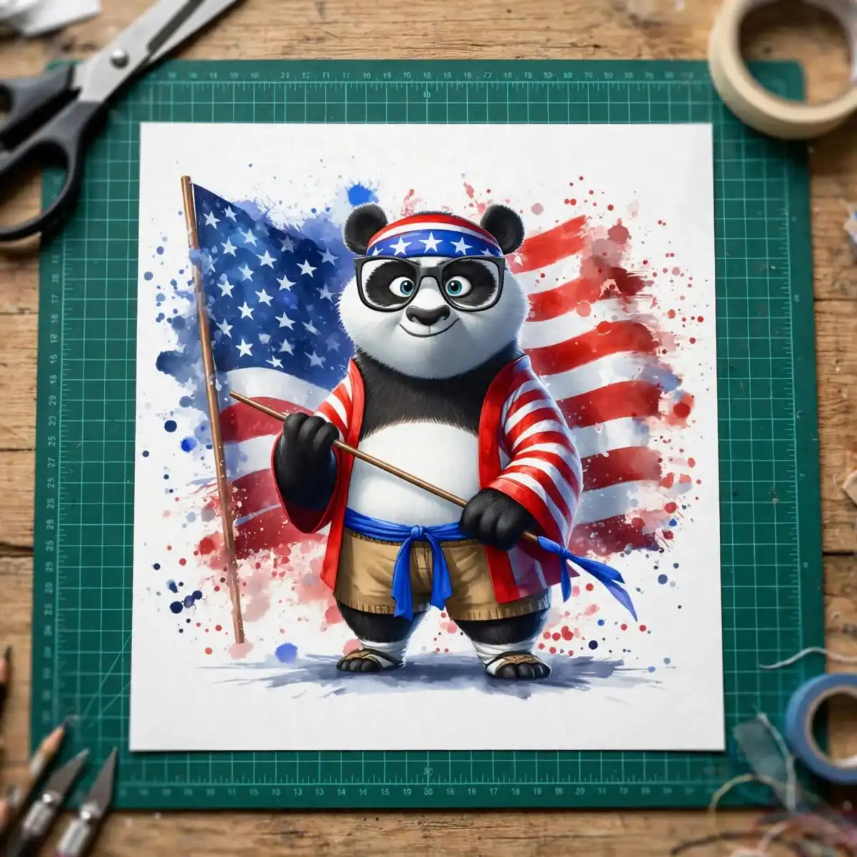 kungfu panda american 4th png design printed on a plain product mockup