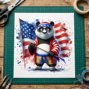 kungfu panda american 4th png design printed on a plain product mockup