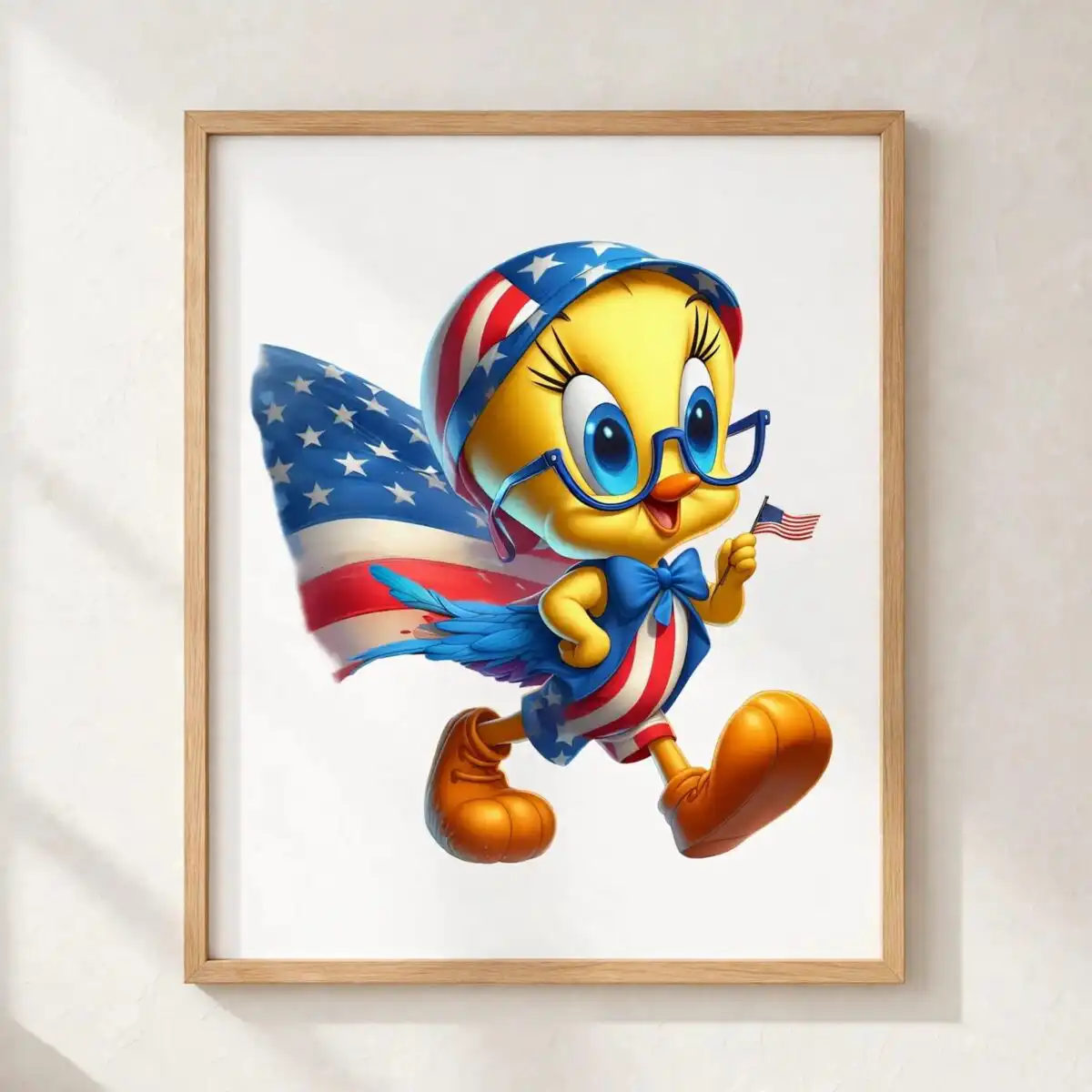 cheerful tweety bird images for patriotic 4th of july crafts tweety bird images png design printed on a plain product mockup