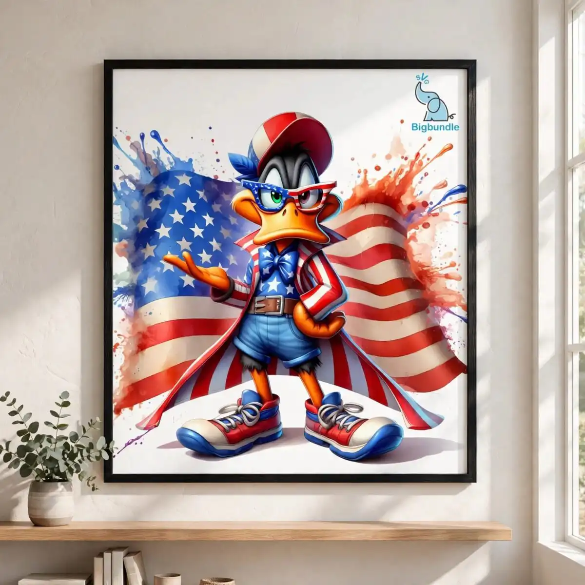 daffy duck png design printed on a plain product mockup