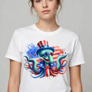 squidward american 4th july png design printed on a plain product mockup