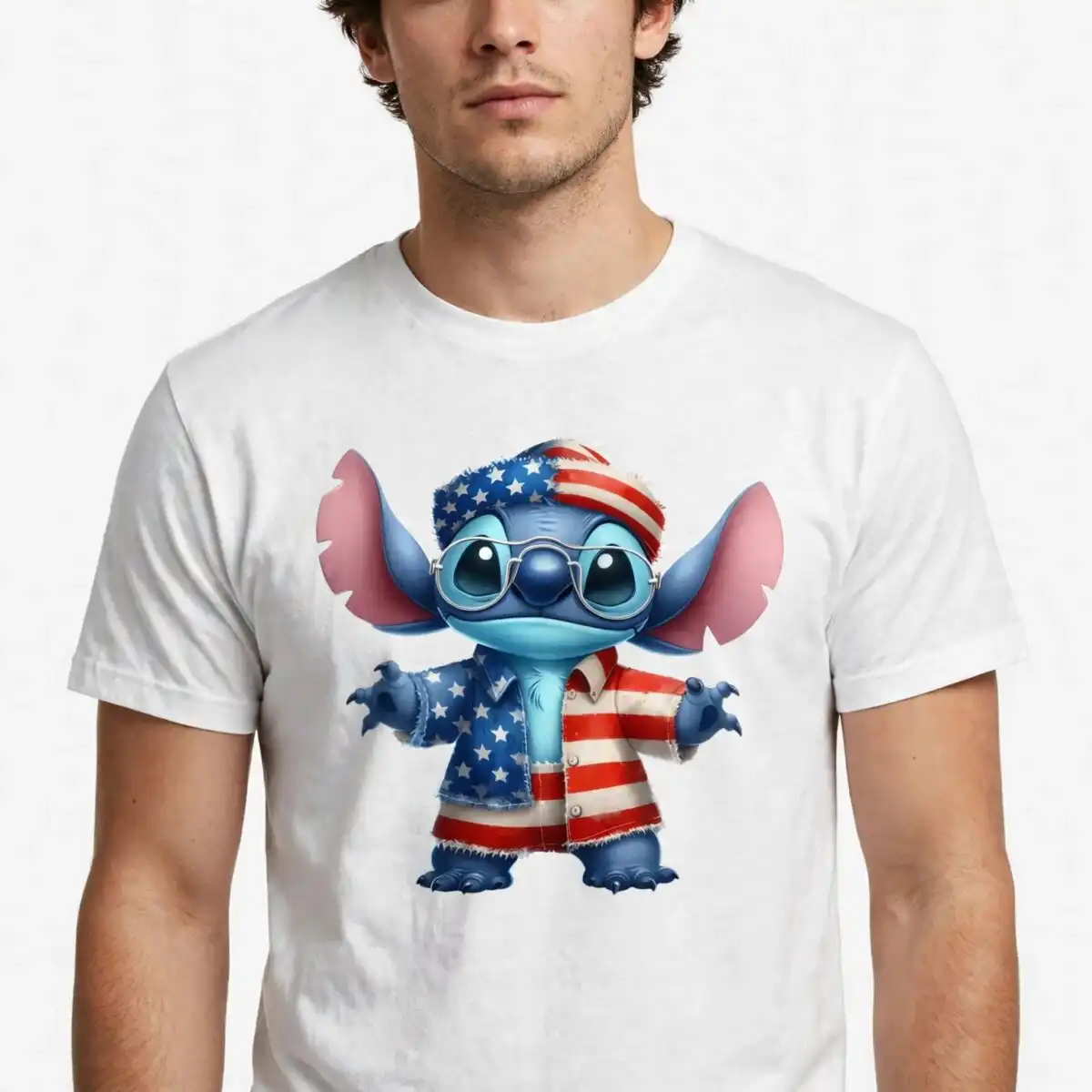 stitch american 4th july png design printed on a plain product mockup