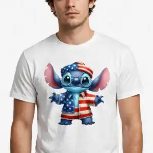 stitch american 4th july png design printed on a plain product mockup