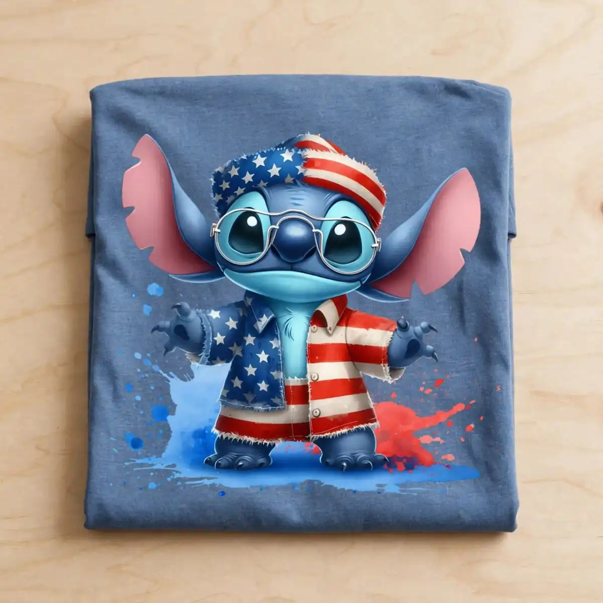 stitch american 4th july png design printed on a plain product mockup