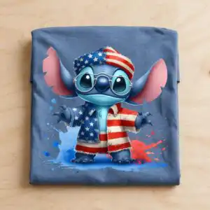 stitch american 4th july png design printed on a plain product mockup