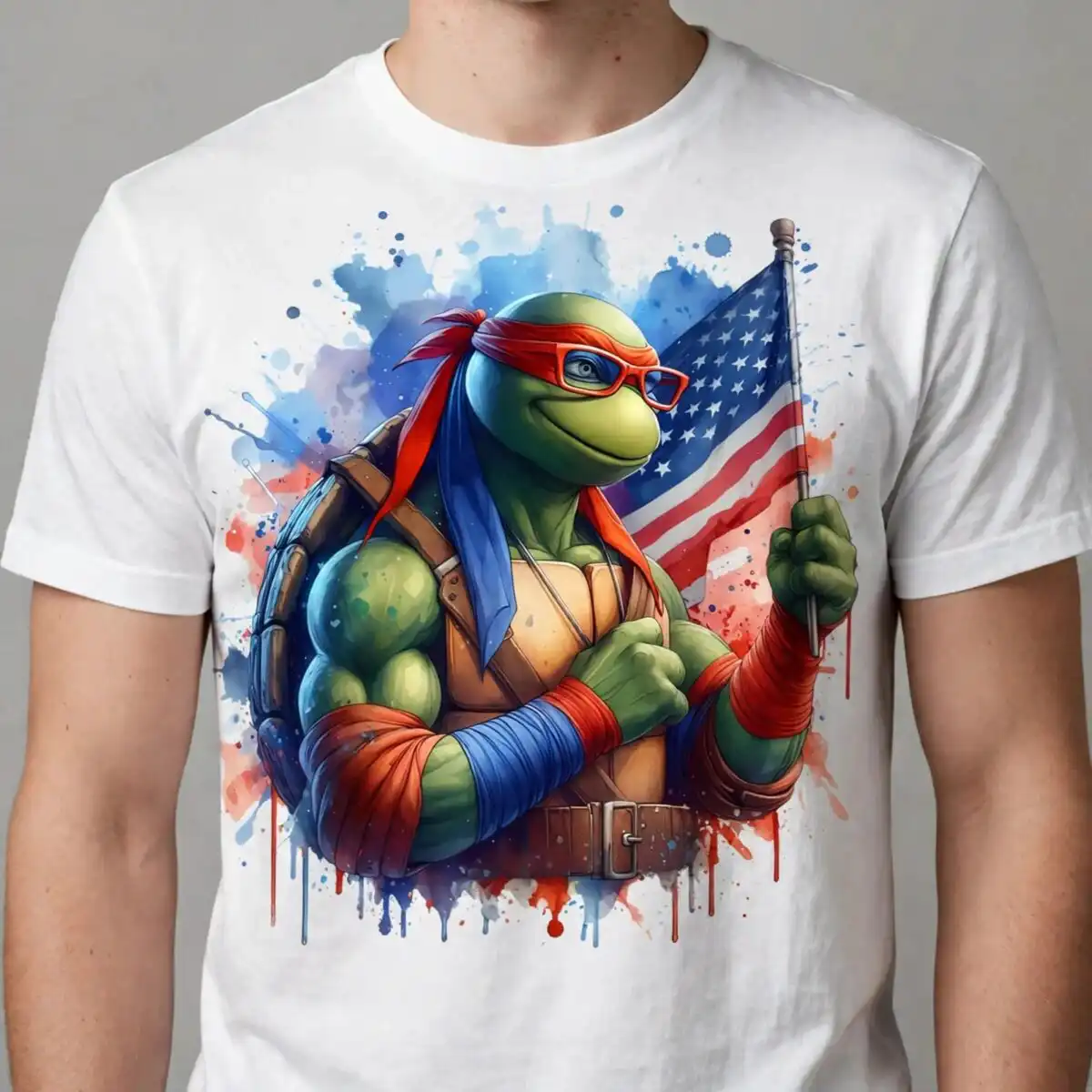 ninja raphael american 4th png design printed on a plain product mockup