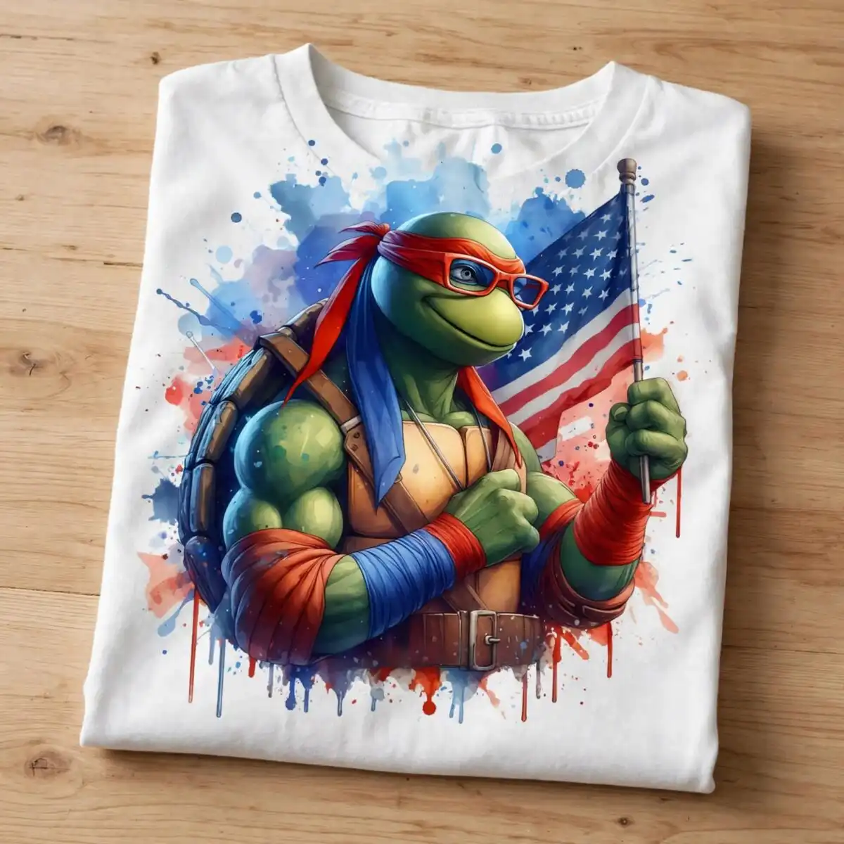 ninja raphael american 4th png design printed on a plain product mockup