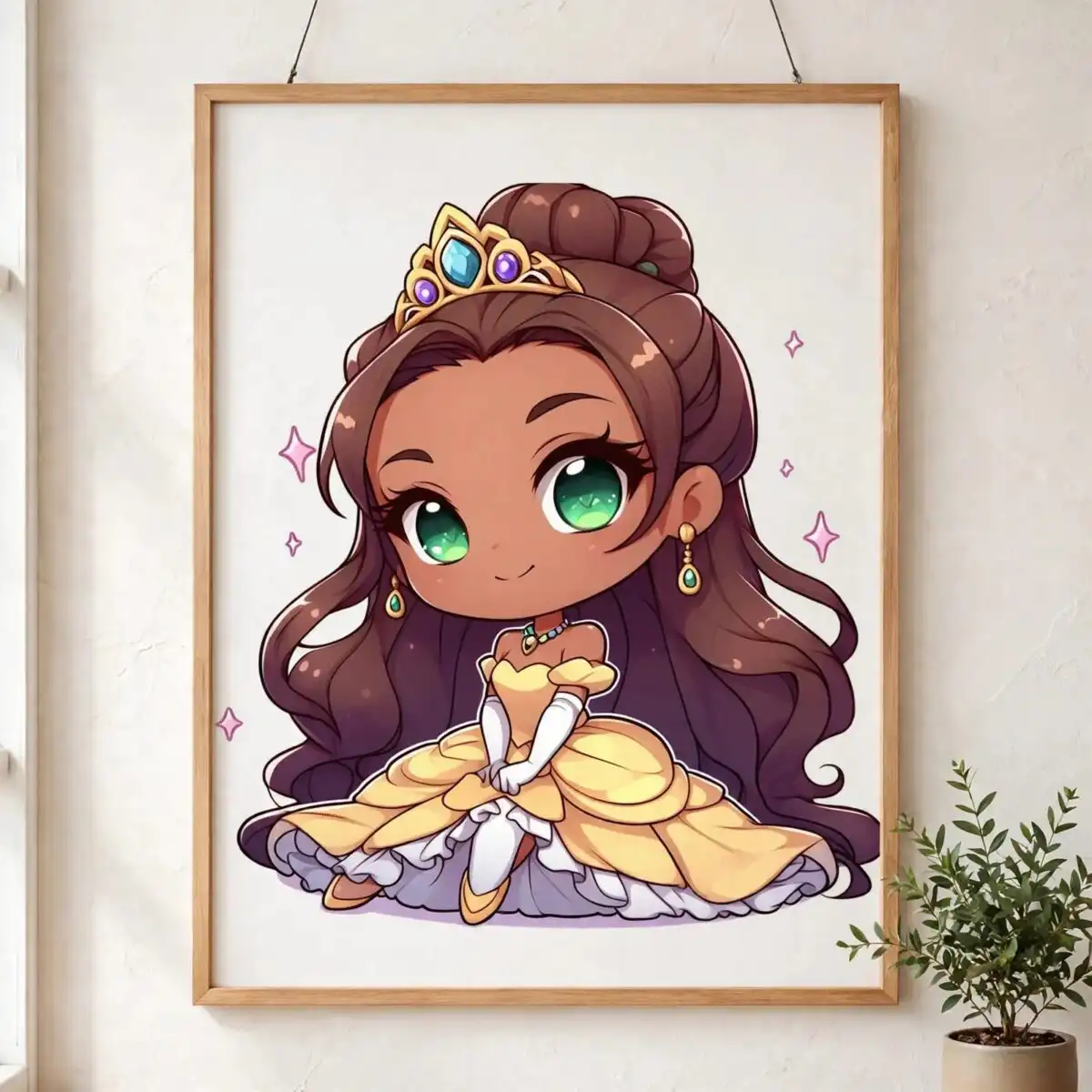 tiana bling disney princess png chibi design for birthday shirts, tumblers and party tiana bling disney princess png design printed on a plain product mockup