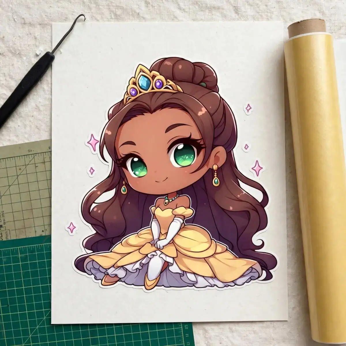 tiana bling disney princess png chibi design for birthday shirts, tumblers and party tiana bling disney princess png design printed on a plain product mockup