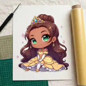 tiana bling disney princess png chibi design for birthday shirts, tumblers and party tiana bling disney princess png design printed on a plain product mockup