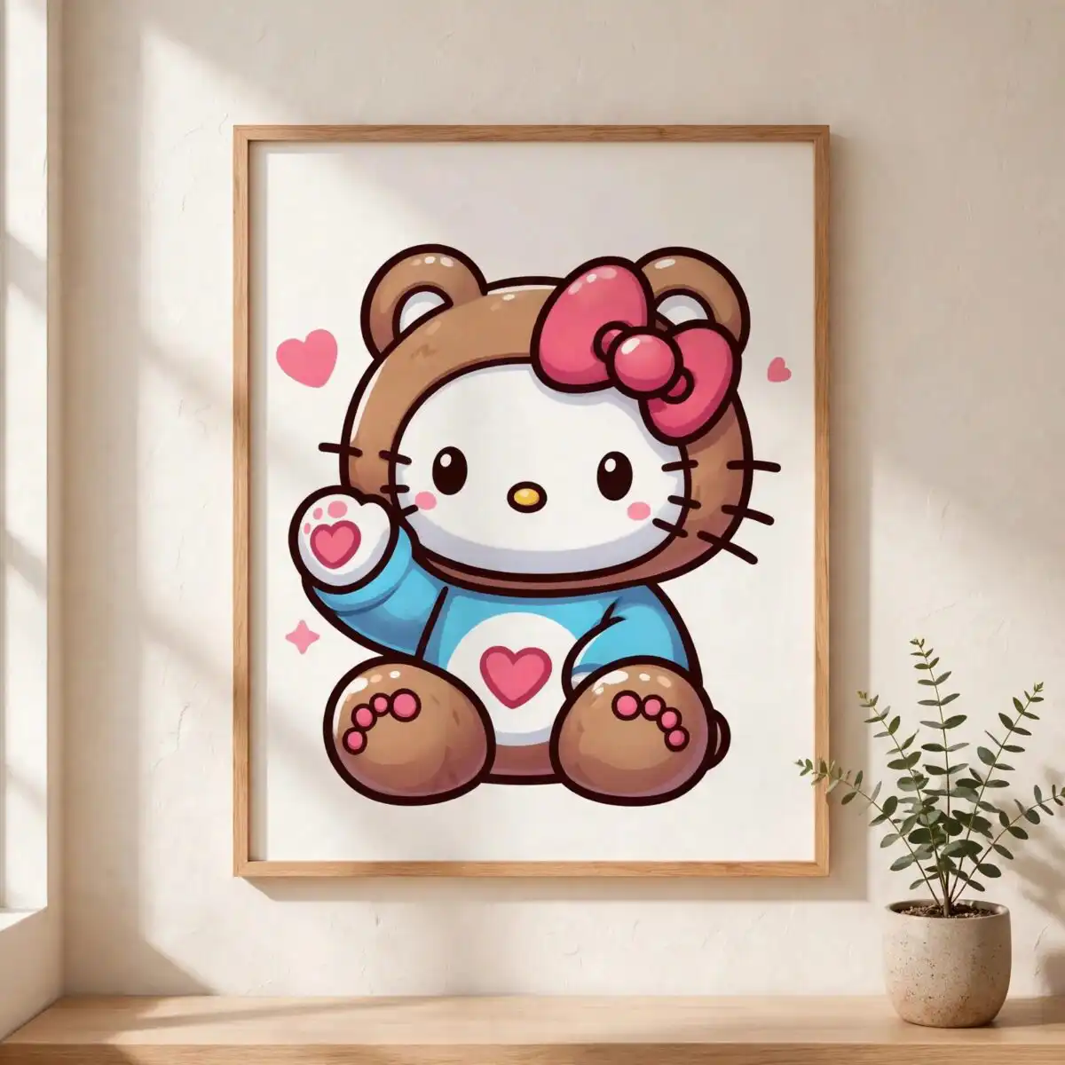 cute hello kitty brown bear costume care design png for birthday shirts hello kitty brown care png design printed on a plain product mockup