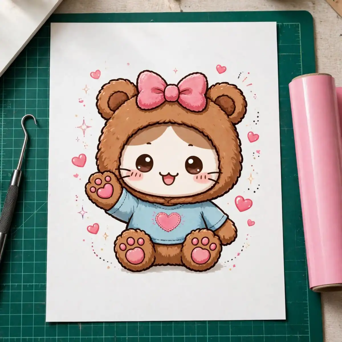 cute hello kitty brown bear costume care design png for birthday shirts hello kitty brown care png design printed on a plain product mockup