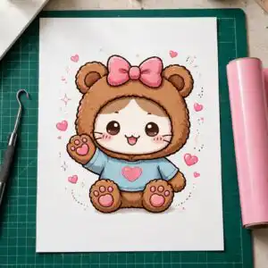 cute hello kitty brown bear costume care design png for birthday shirts hello kitty brown care png design printed on a plain product mockup