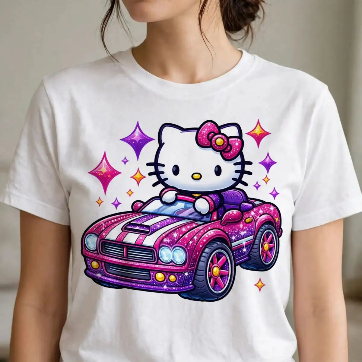 hello kitty png pink design printed on a plain product mockup