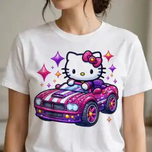 hello kitty png pink design printed on a plain product mockup