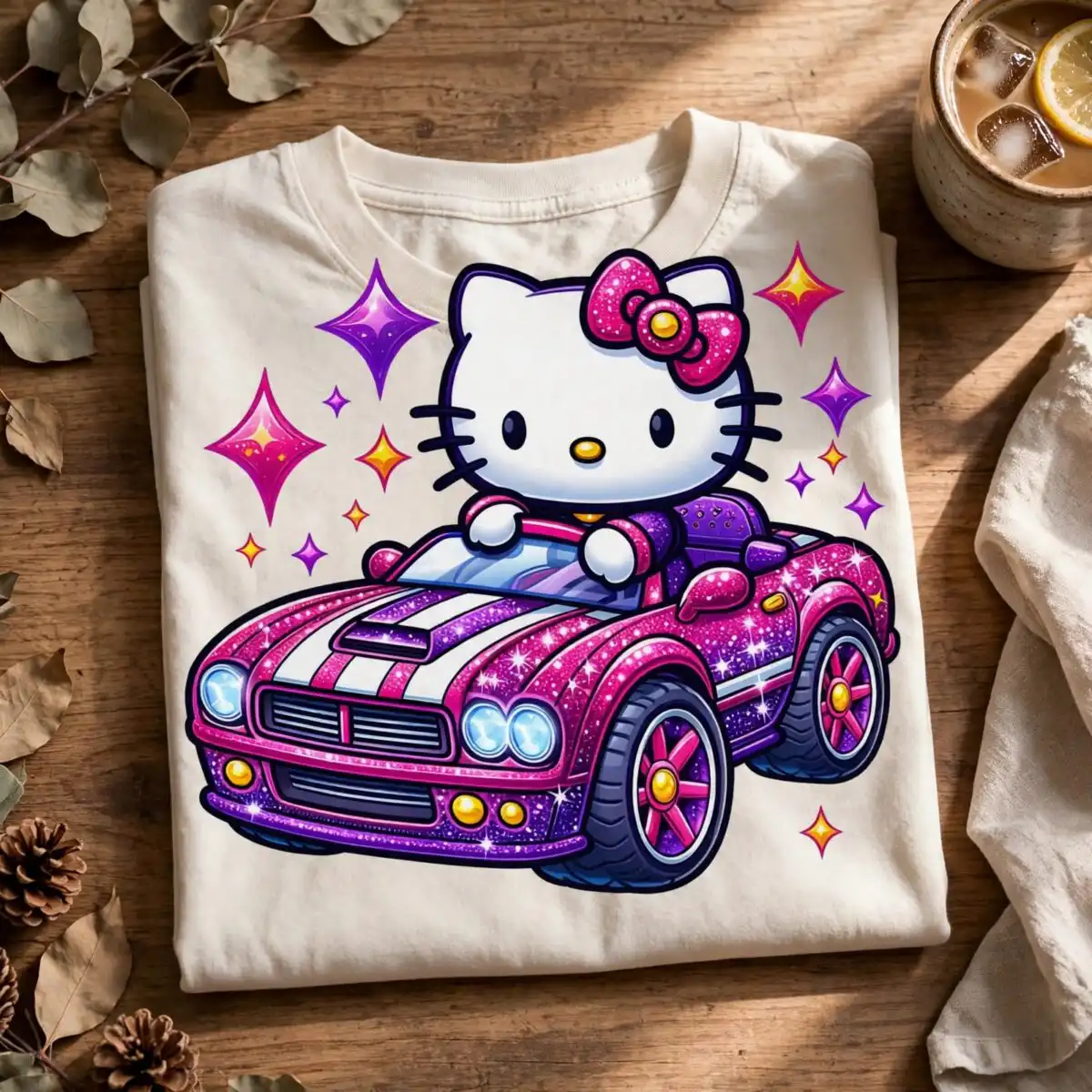 hello kitty png pink design printed on a plain product mockup