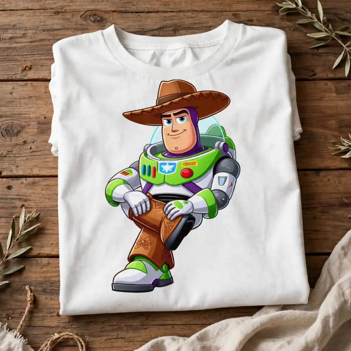 buzz lightyear cowboy era cartoon astronaut birthday party png design buzz lightyear png cartoon design printed on a plain product mockup