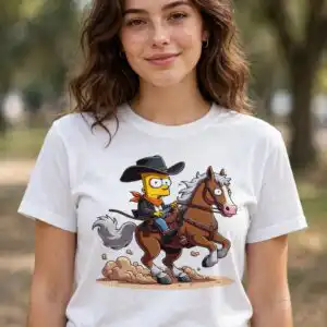 bart simpson cartoon cowboy png sublimation design printed on a plain product mockup