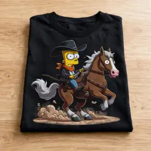 bart simpson cartoon cowboy png sublimation design printed on a plain product mockup