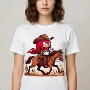 knuckles cartoon cowboy era png design printed on a plain product mockup