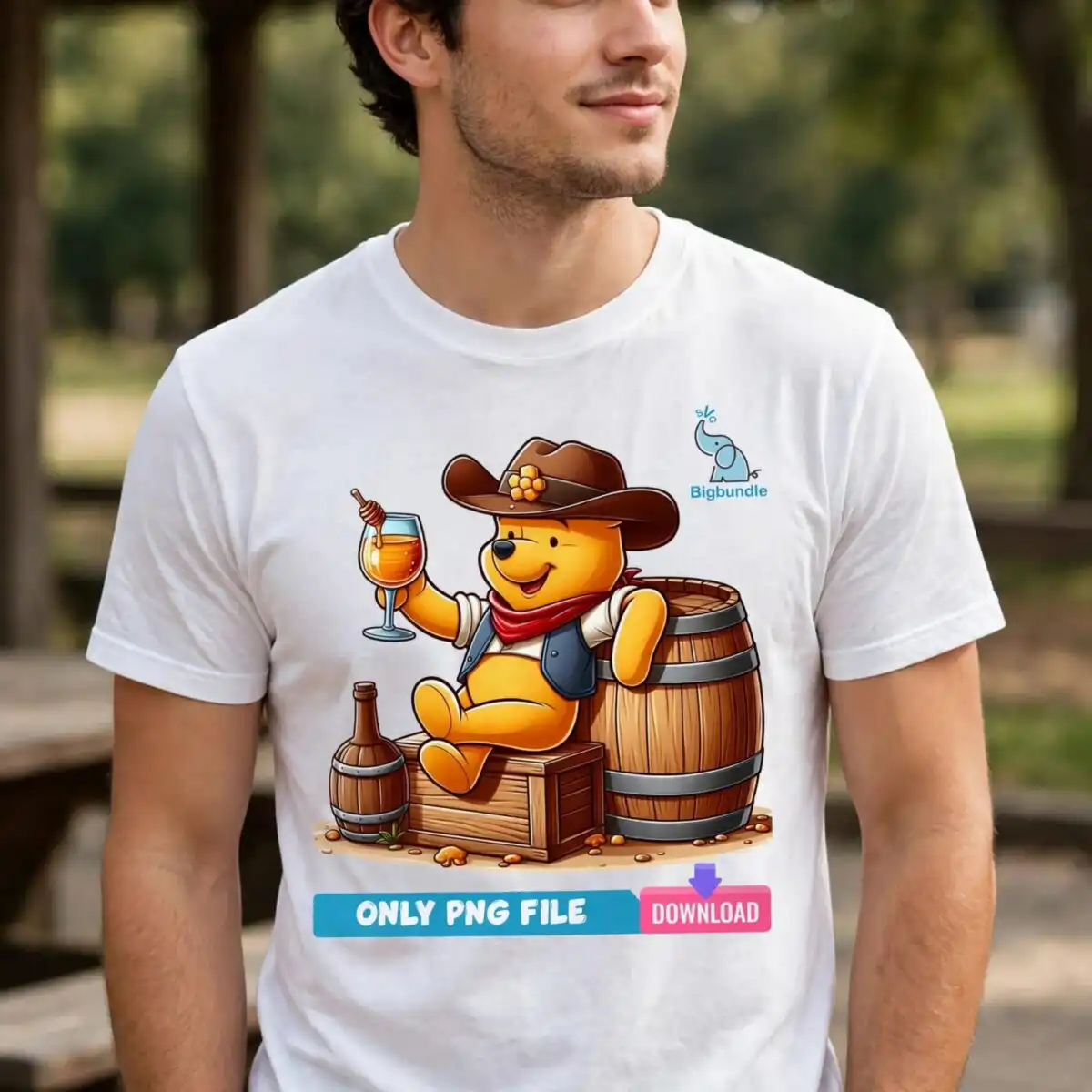 png winnie the pooh design printed on a plain product mockup