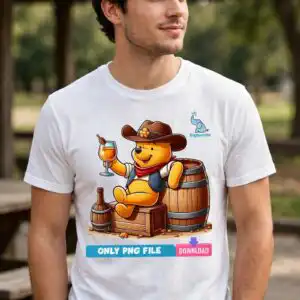 png winnie the pooh design printed on a plain product mockup