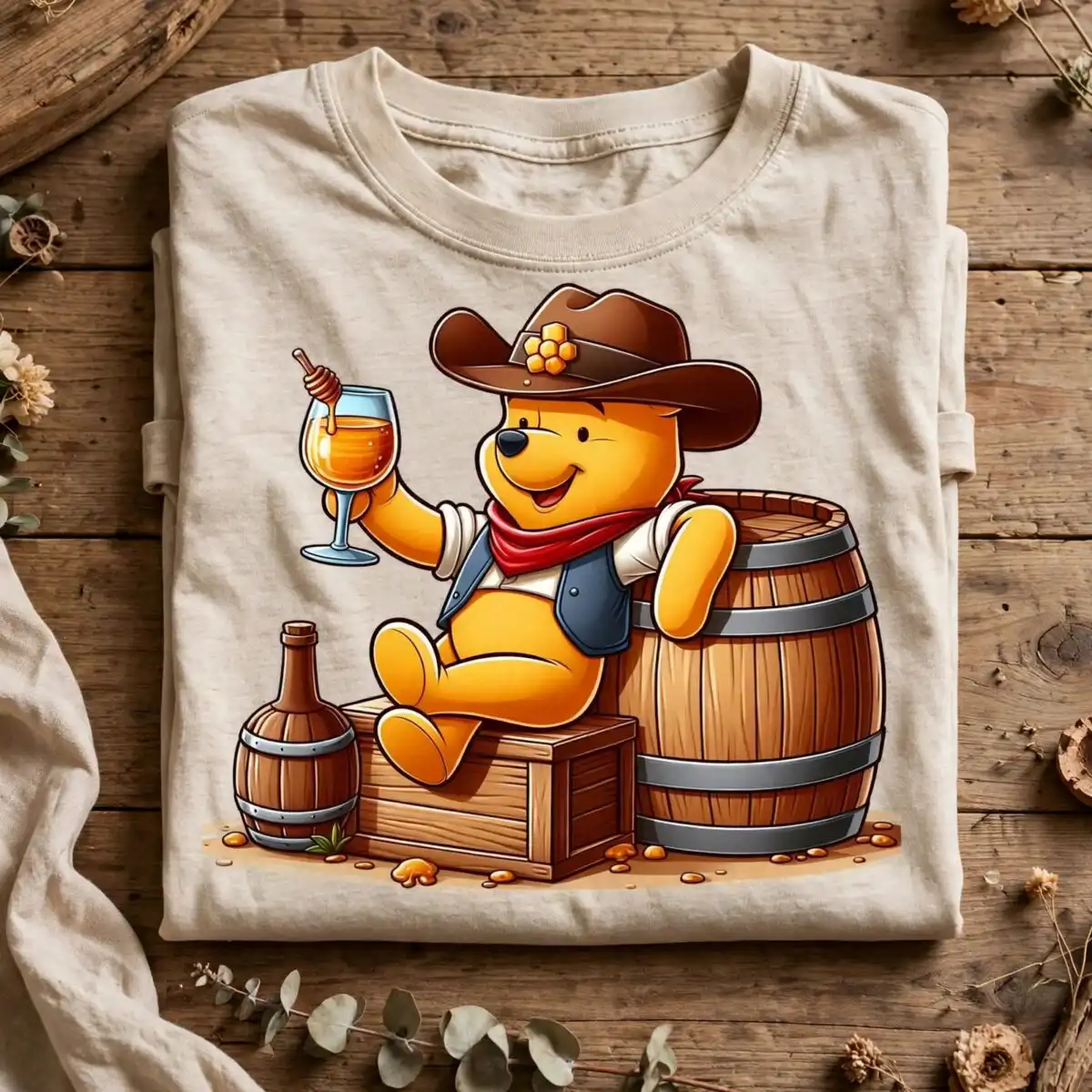 png winnie the pooh design printed on a plain product mockup