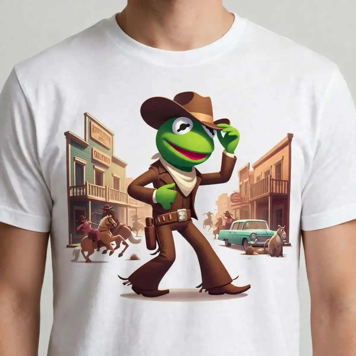 kermit the frog png design printed on a plain product mockup
