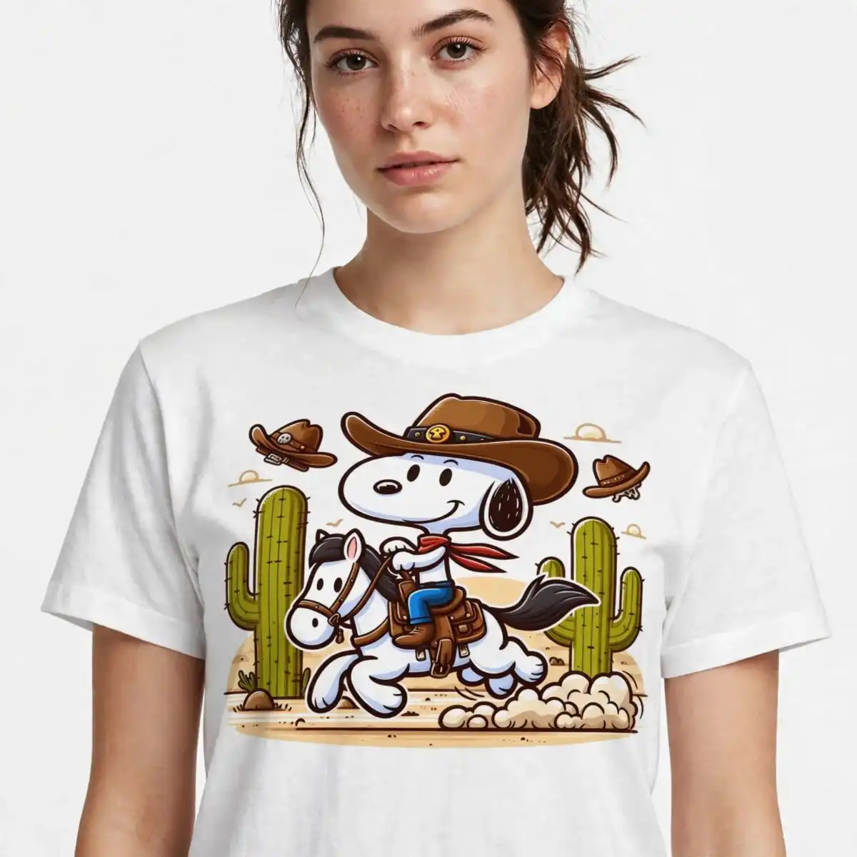 cowboy hat png cartoon design printed on a plain product mockup