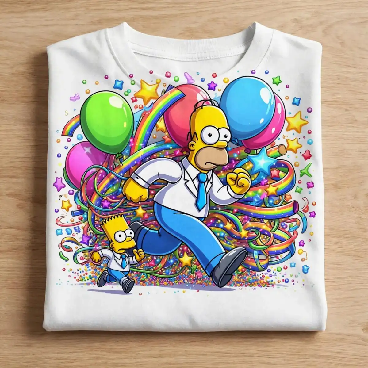 simpson and son cartoon dad running celebration design for birthday simpson son cartoon dad png design printed on a plain product mockup