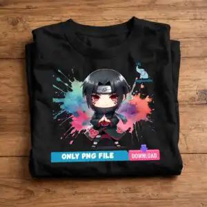 cute chibi itachi anime characters art for sublimation printing chibi itachi anime characters png sublimation design printed on a plain product mockup