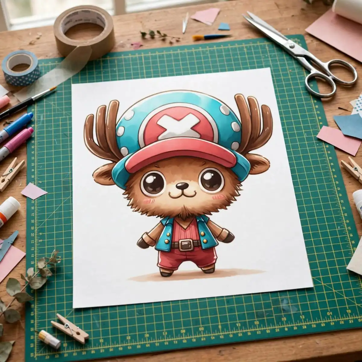 cute chibi chopper anime characters design for kids in png sublimation chibi chopper anime characters png design printed on a plain product mockup