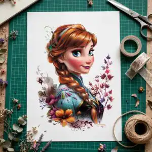 anna floral princess portrait disney clipart png for kids sublimation disney png clipart design printed on a plain product mockup