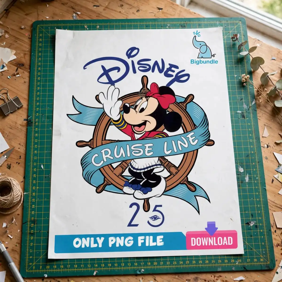 disney cruise line minnie mouse ship wheel emblem for vacation shirts disney cruise line png design printed on a plain product mockup