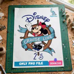 disney cruise line minnie mouse ship wheel emblem for vacation shirts disney cruise line png design printed on a plain product mockup