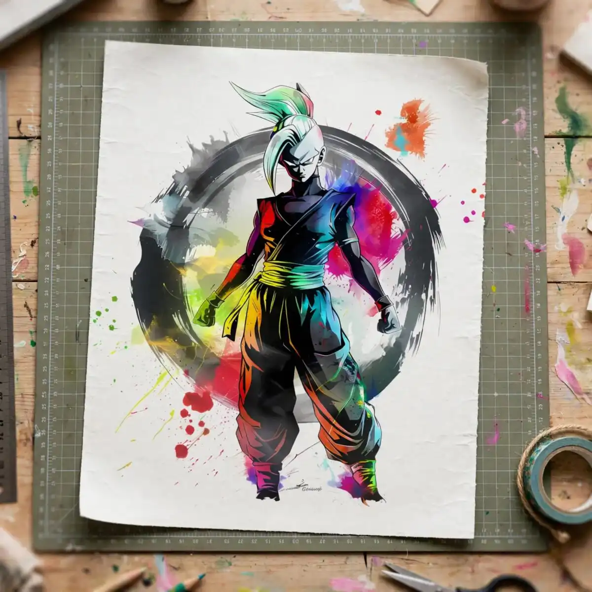 dragon ball png black and white standing figure for shirts, mugs and tumblers dragon ball png black and white design printed on a plain product mockup