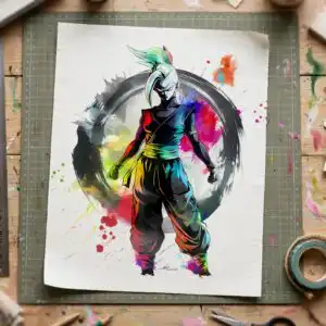 dragon ball png black and white standing figure for shirts, mugs and tumblers dragon ball png black and white design printed on a plain product mockup