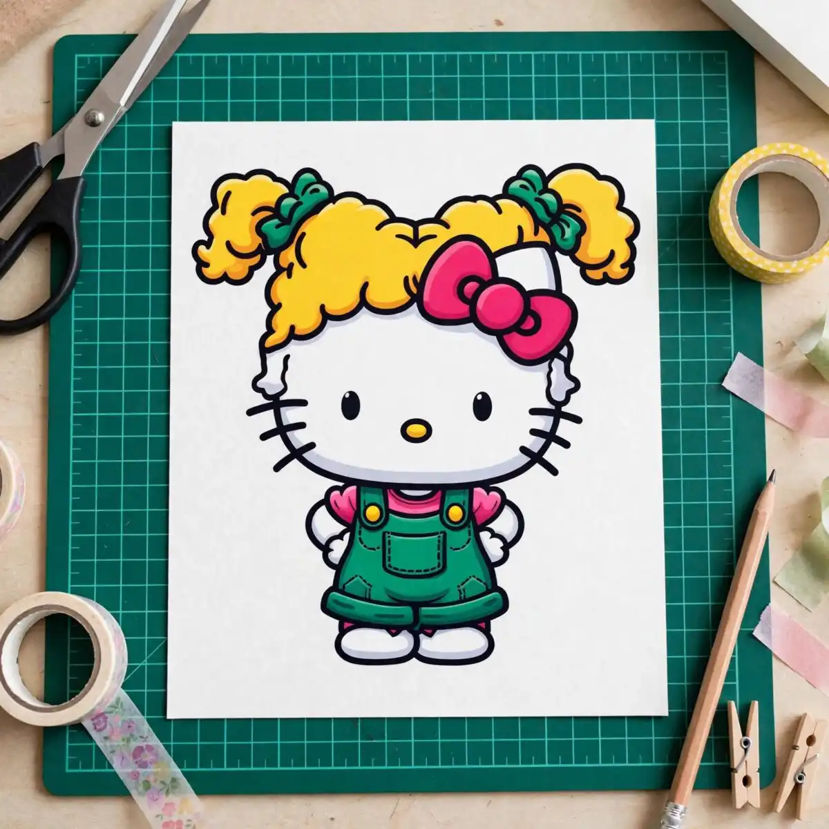 cute angelica pickles rugrats hello shirt art with winter cat character angelica pickles rugrats hello shirt png design printed on a plain product mockup