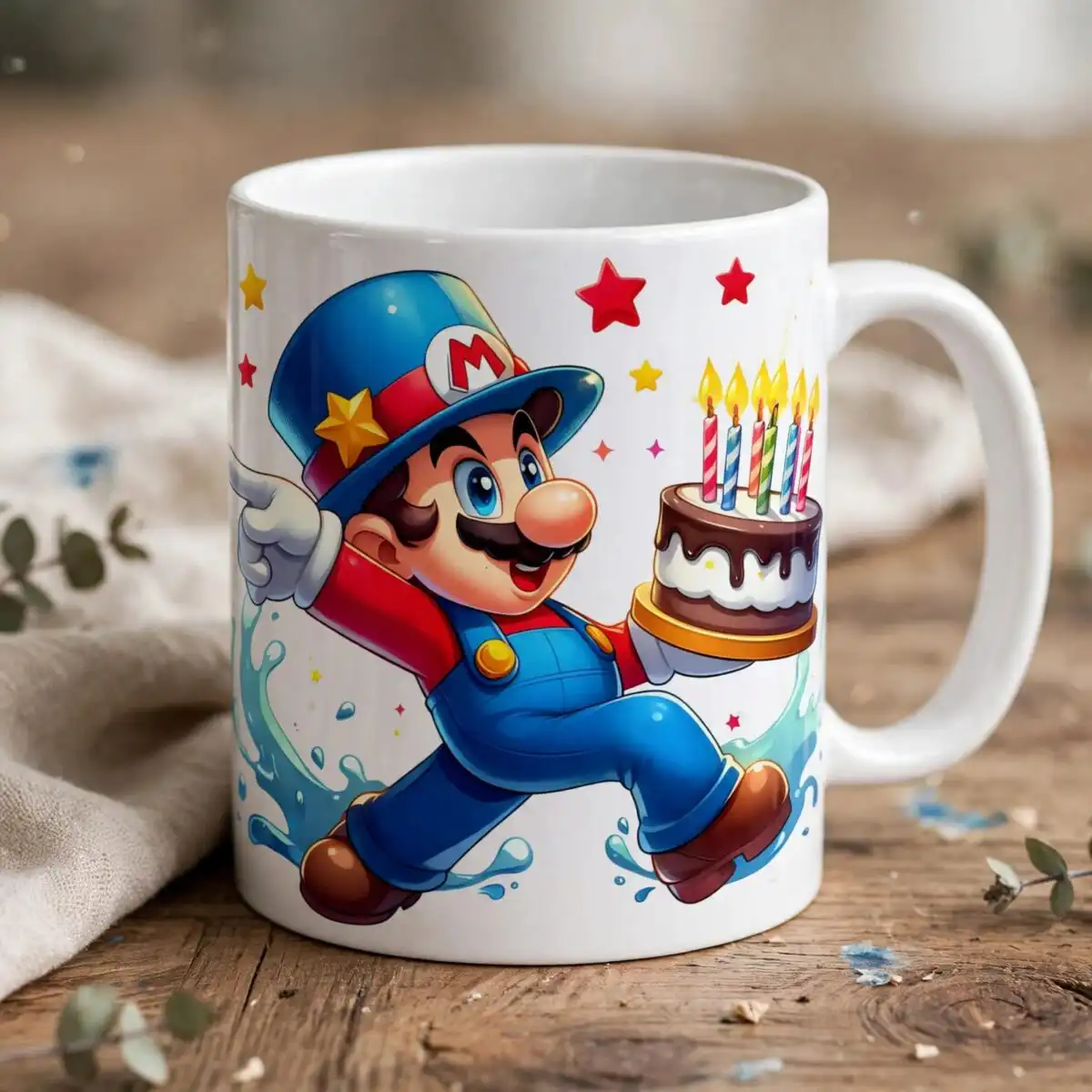 happy birthday cake party cartoon man png sublimation design happy birthday png design printed on a plain product mockup