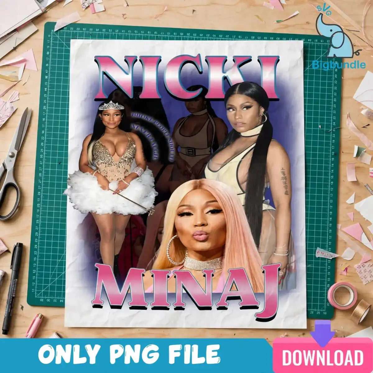 nicki minaj fashion pop shirt png collage for fan merch and birthday tees nicki minaj fashion pop shirt png design printed on a plain product mockup